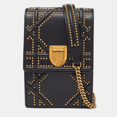 Pre-owned Dior Ama Vertical Chain Pouch In Black