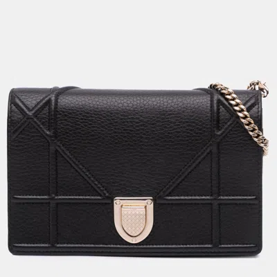 Pre-owned Dior Ama Wallet On Chain In Black