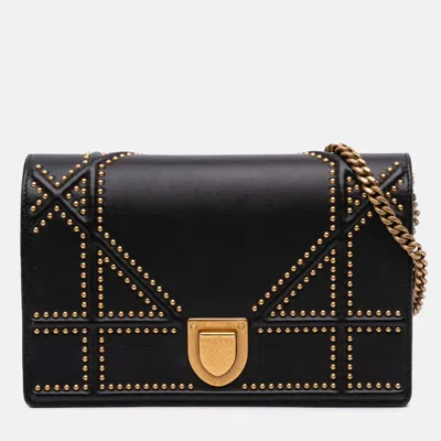 Pre-owned Dior Ama Wallet On Chain In Black