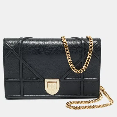 Pre-owned Dior Ama Wallet On Chain In Black