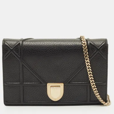 Pre-owned Dior Ama Wallet On Chain In Black