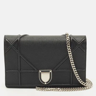 Pre-owned Dior Ama Wallet On Chain In Black