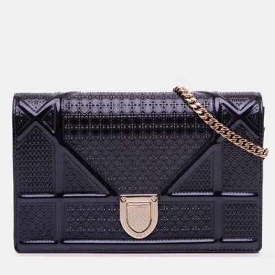 Pre-owned Dior Ama Wallet On Chain In Black