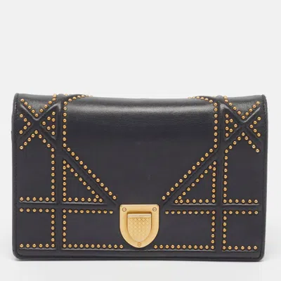 Pre-owned Dior Ama Wallet On Chain In Black
