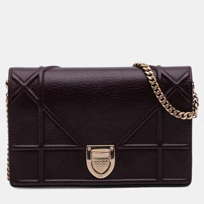 Pre-owned Dior Ama Wallet On Chain In Burgundy