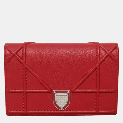 Pre-owned Dior Ama Wallet On Chain Pouch Bag In Red