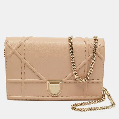 Pre-owned Dior Ama Wallet On Chain In Sand