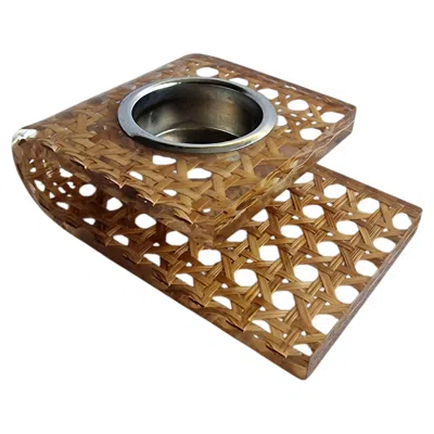 Pre-owned Dior Amazing Candle Holder By Christian  Home, Wickerwork, Vintage, 1970s, Italy In Brown