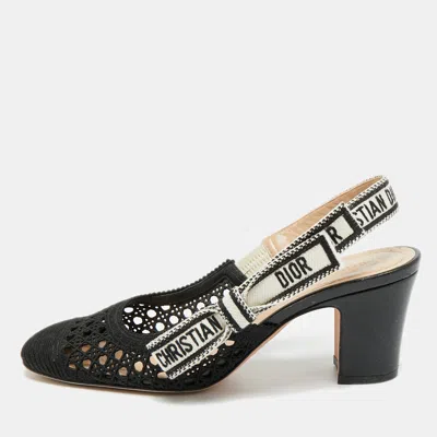 Pre-owned Dior & Moi Size 35 Black Cannage Fabric And Mesh Slingback Pumps