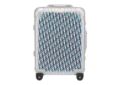 Pre-owned Dior And Rimowa Cabin Suitcase In Grey/blue