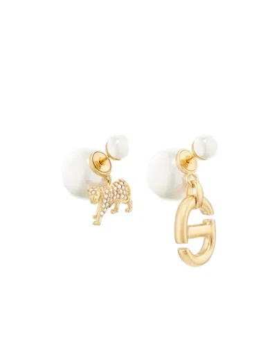 Dior Animal Beaded Earrings In Yellow