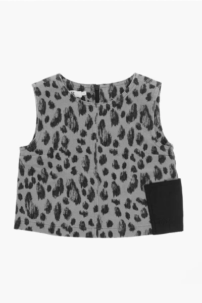 Dior Kids' Animal Patterned Sleeveless Top In Gray