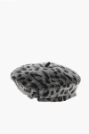 Dior Animal Patterned Wool Blend Basque Hat In Gray