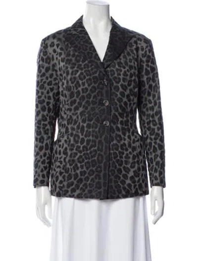 Pre-owned Dior Animal Print Blazer In Gray