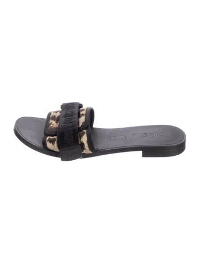 Pre-owned Dior Animal Print Grosgrain Trim Slides In Blue