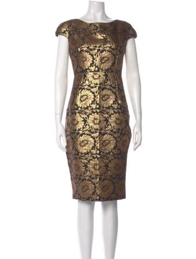 Pre-owned Dior Animal Print Midi Length Dress In Gold