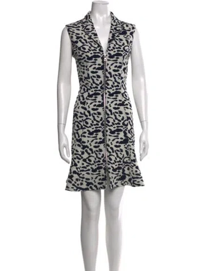 Pre-owned Dior Animal Print Mini Dress In Blue