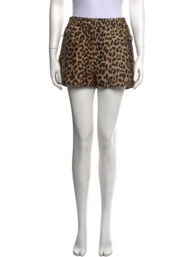 Pre-owned Dior Animal Print Mini Shorts In Neutrals
