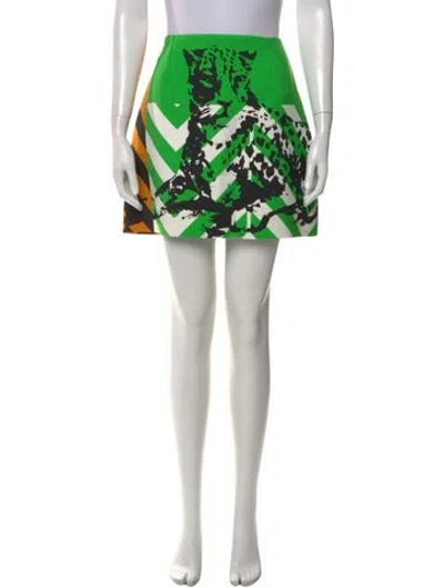 Pre-owned Dior Animal Print Mini Skirt W/ Tags In Blue