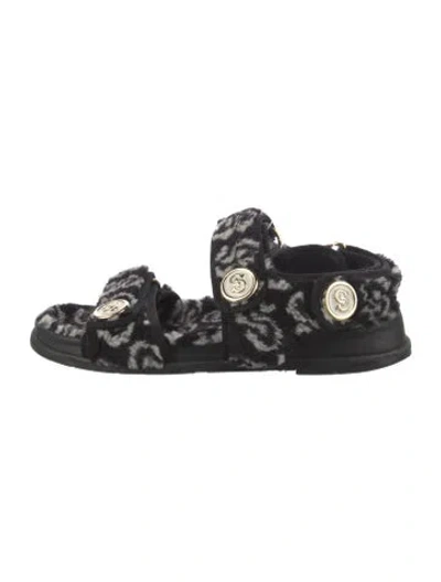 Pre-owned Dior Animal Print Slides In Black