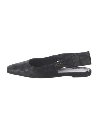 Pre-owned Dior Animal Print Slingback Flats In Black