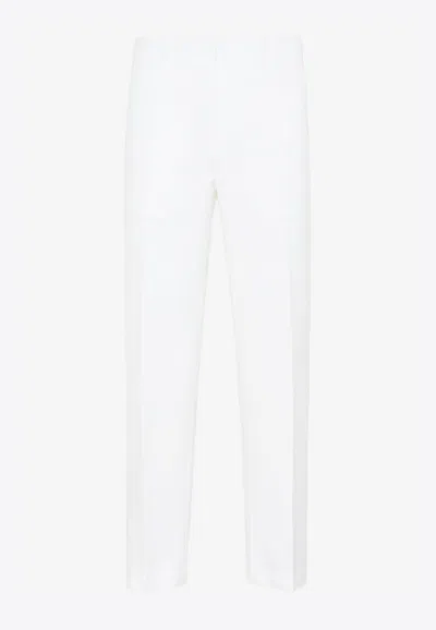 Dior Ankle Slit Detail Cotton Pants In Ivory
