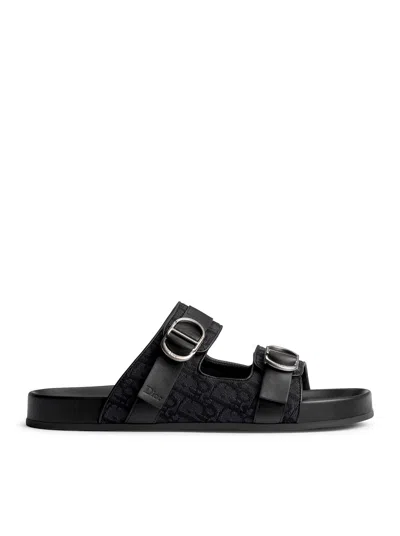 Dior Flat Sole Open Toe Women Sandals In Black