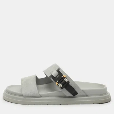 Pre-owned Dior Aqua Size 41 Grey Suede Flat Sandals