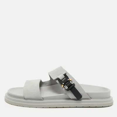 Pre-owned Dior Aqua Size 43 Grey Suede Slide Sandals In Gray