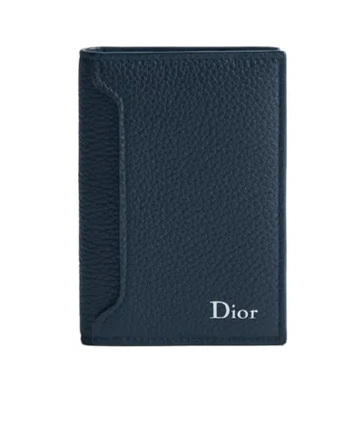 Dior Archie Bifold Card Holder In Navy Blue