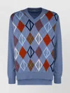 Dior Argyle V Neck Sweater With Long Sleeves