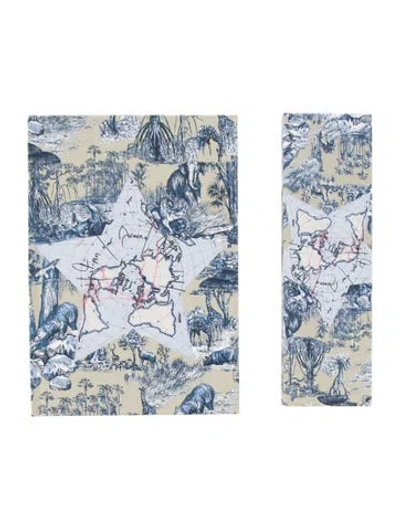 Pre-owned Dior Around The World Limited Edition Notebook Pencil Set In Blue