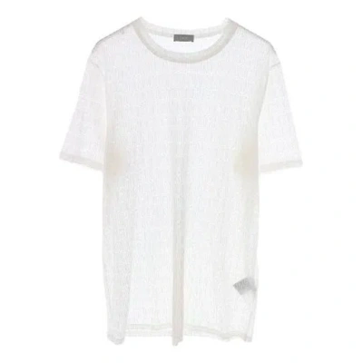 Dior Art Signature Letter Hollow Perspective Short Sleeve For Men White In Neutral