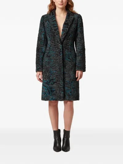 Pre-owned Dior Astrakhan-effect Notched-lapels Coat In Black