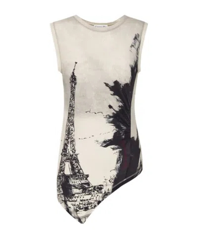 Dior Asymmetrical Sleeveless Vest In Black/white