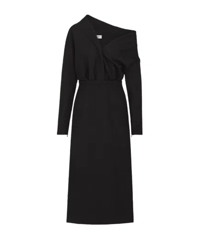 Dior Asymmetrical Woolen Dress In Black