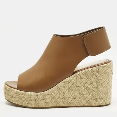 Pre-owned Dior Attitude Size 40 Brown Leather Wedge Sandals