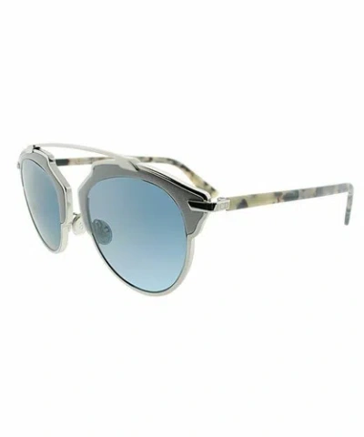 Pre-owned Dior Authentic  So Real P7q 8n Sunglasses Grey Leather-silver / Blue Lens Soreal