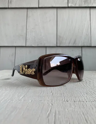 Pre-owned Dior Aventura 1 Oversized Sunglasses 2000s Mask Y2k Star Os In Brown