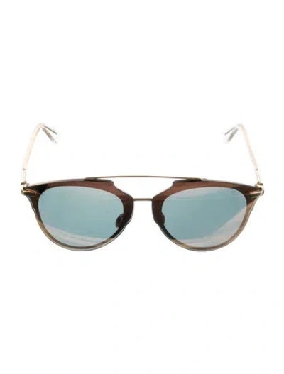 Pre-owned Dior Aviator Mirrored Sunglasses In Brown