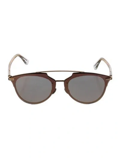 Pre-owned Dior Aviator Mirrored Sunglasses In Gold