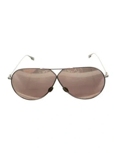 Pre-owned Dior Aviator Mirrored Sunglasses In Silver