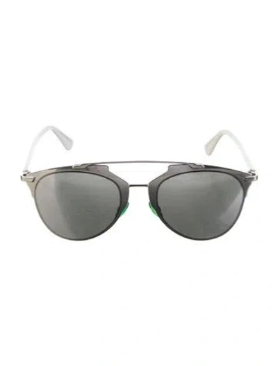 Pre-owned Dior Aviator Mirrored Sunglasses In White