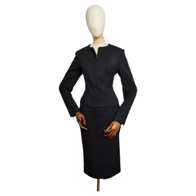 Pre-owned Dior A/w 2003 Christian  By John Galliano Black Fitted Jacket & Pencil Skirt Set