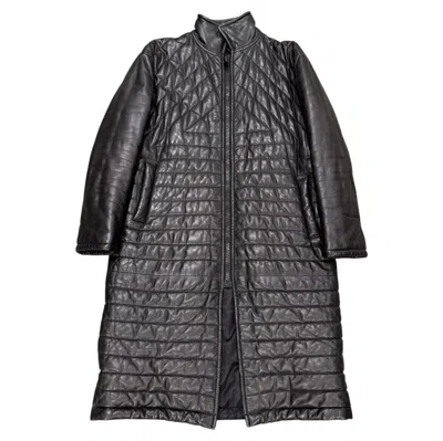 Pre-owned Dior A/w 2003  Homme By Hedi Slimane Quilted Leather �luster� Coat In Black