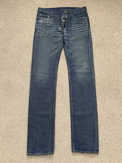 Pre-owned Dior Aw07  Homme Hedi Slimane Luster Wax Clawmark Denim Jeans In Blue