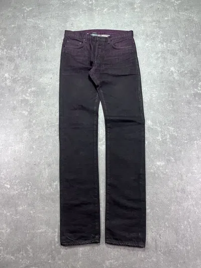 Pre-owned Dior Aw08  By Kris Van Aasche Waxed Burgundy Denim Jeans 33 In Black