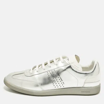 Pre-owned Dior B01 Size 42 Metallic Silver/white Leather Low Top Sneakers