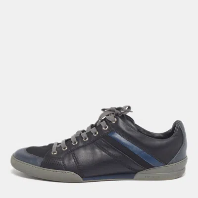 Pre-owned Dior B18 Size 42.5 Navy Blue/black Canvas And Leather Low Top Sneakers