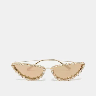 Pre-owned Dior B1u Crystals Cat Eye Sunglasses In Gold
